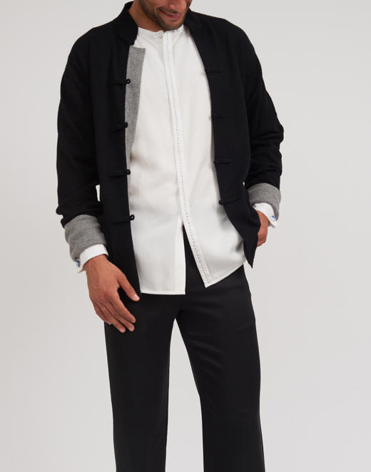 盛唐牡丹 |新中式男士针织羊绒衫（浅灰色） 商品图1