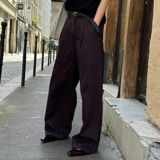 【顺丰包邮】43533 洛诗琳秋冬复古风编织腰带阔腿直筒牛仔裤女090 商品图4