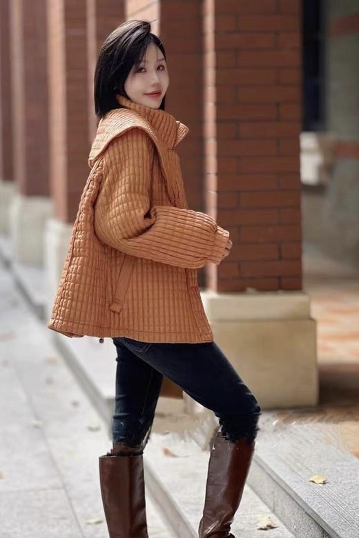 ANSUABEL 橘棕色华夫格抽绳羽绒外套 19356 商品图3