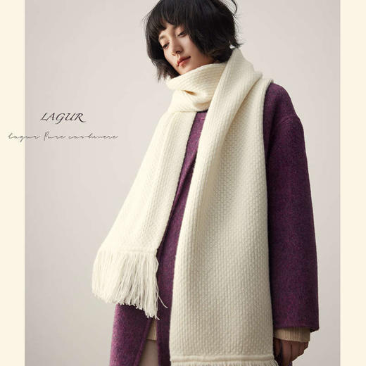 轻奢系列！超大高支365G！重工又带风！2024新款纯山羊绒毛须围巾加厚冬款！ 商品图0