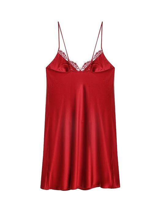 爱慕婚礼之夜红品睡衣女含真丝性感蕾丝细带吊带睡裙 商品图2