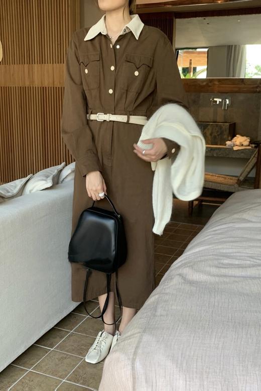 Le Malene 撞色翻领衬衣连衣裙 19343 商品图0