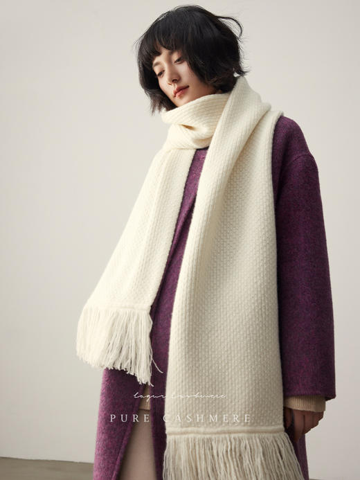 轻奢系列！超大高支365G！重工又带风！2024新款纯山羊绒毛须围巾加厚冬款！ 商品图6