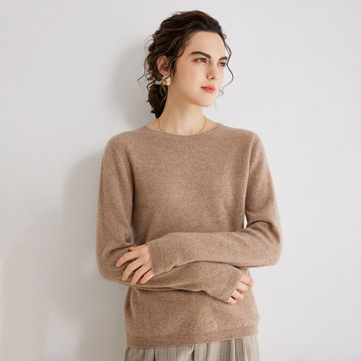 Avann阿曼衣无缝金丝平面圆领100%羊绒衫MY007- 商品图1