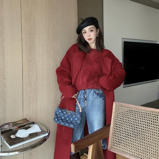 PIANAI冷小姐# 100%纯山羊绒 圆领拉毛毛衣 商品图4