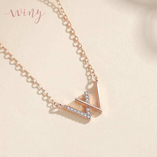 Winy925纯银简语项链玫瑰金色轻奢小众精致锁骨链送女友生日礼物 商品图4