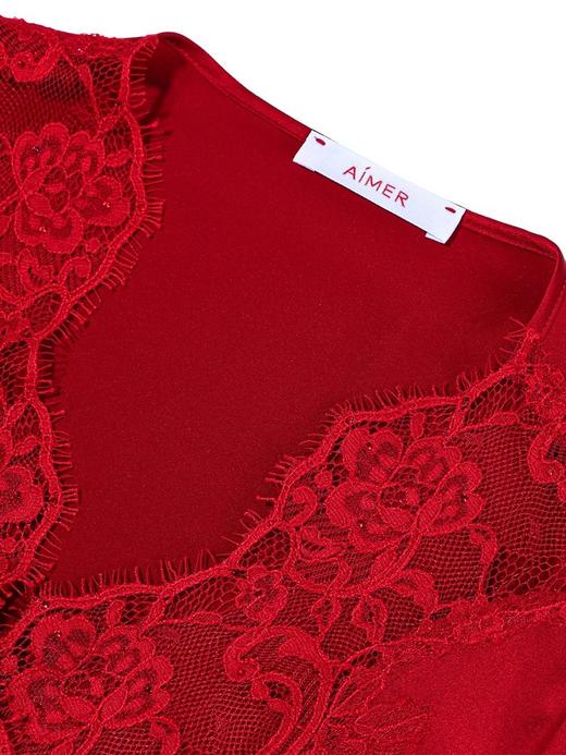 爱慕婚礼之夜红色睡衣女含真丝性感蕾丝晨袍睡袍 商品图3