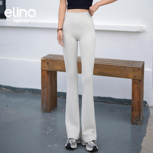elina一恋普拉提2024秋冬高腰新款收腰提臀微喇瑜伽长裤 E41037 商品图4