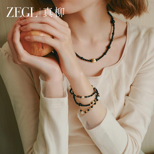 ZEGL设计师落日鎏金虎眼石手串珍珠手链女黑玛瑙串珠秋冬叠戴手饰 商品图0