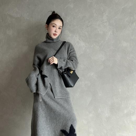 PIANAI冷小姐#蝴蝶鹤绒+绵羊毛套装上衣+半裙 商品图1