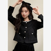 西遇黑色小香风外套女新款名媛风珍珠圆领贵气法式开衫D3742630 商品缩略图1