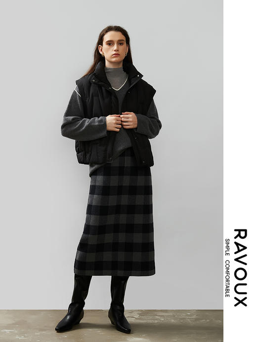 264129907方格纹直筒半裙 商品图1