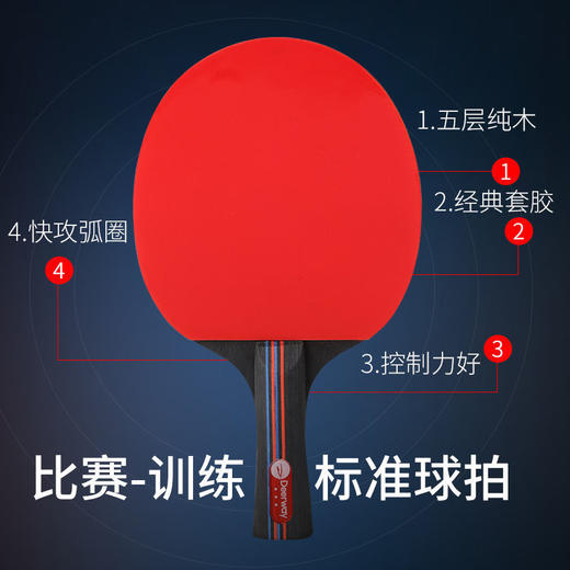 「送球包+球！2支装」德尔惠乒乓球拍套装 专业弹力初学者儿童成人直拍横拍体育用品 商品图1