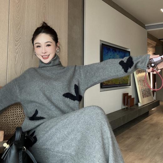 PIANAI冷小姐#蝴蝶鹤绒+绵羊毛套装上衣+半裙 商品图2