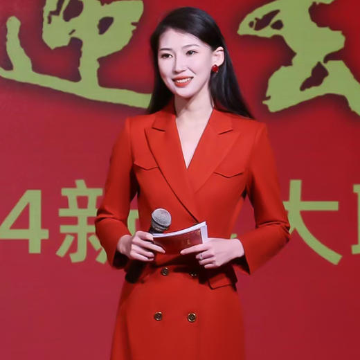 IWY/枣红色年会主持人西装连衣裙双排扣修身西装裙高端气质职业装礼服Q1026+D0109 商品图2