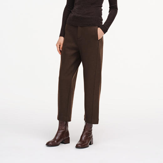 舒库长裤女秋冬羊毛混纺毛呢锥形裤简约通勤裤子 商品图2