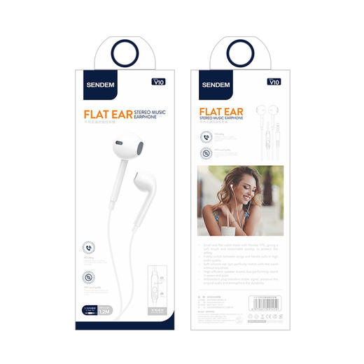 通用式v10耳机  适用于OPPO VIVO 华为苹果通用耳机 3.5孔耳机 商品图4