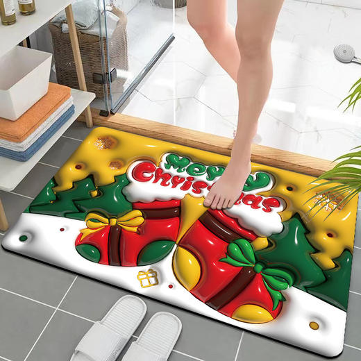 【圣诞专属礼物！卡通地垫】新款圣诞卡通硅藻泥风格地垫3D视觉膨胀地垫卫浴吸水垫 商品图9