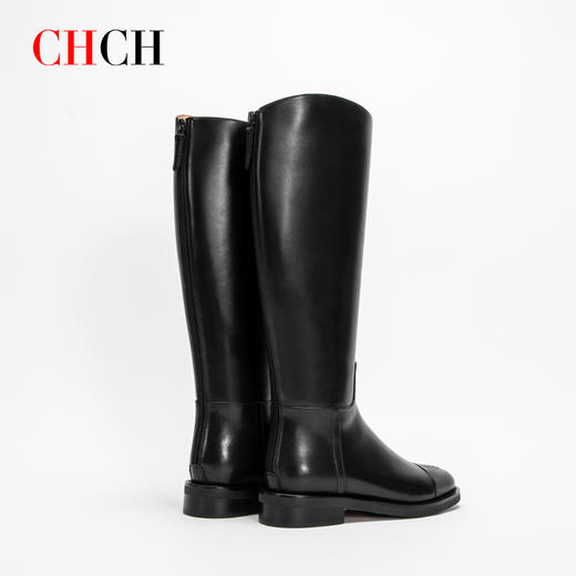 CHCH平衡鞋长靴2024秋冬新品牛皮拉链粗跟时尚女靴长筒靴CN2B8041 商品图3