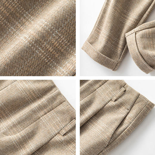 【特惠不退换】格子裤女秋冬复古时尚高腰垂感直筒裤九分小个子休闲裤    WSFS-82160 商品图2