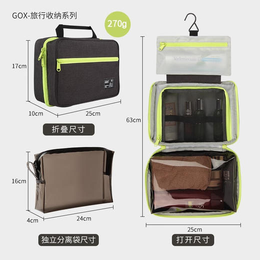 GOX  干湿分离三折洗漱包  旅行收纳包 商品图4