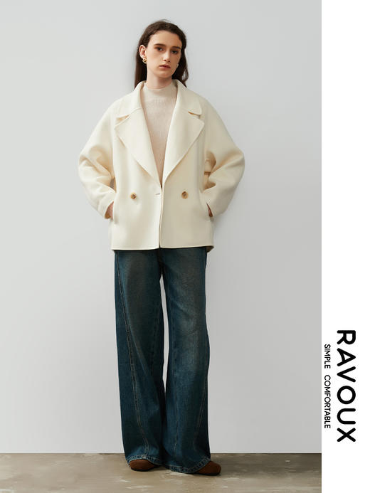 264269903短款大翻领中空羊毛外套 商品图2