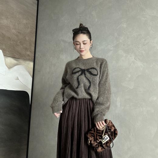 PIANAI冷小姐#韩~氛围感单品 丝绒拼蕾丝边下摆压皱半裙 商品图2