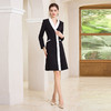 IWY/黑白撞色西装连衣裙女ol通勤白领职业装v领小香风气质正装长袖Q1010 商品缩略图2