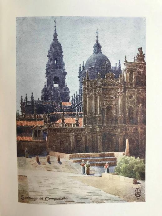 1906年 西班牙北部风物志 75幅彩色插图 漆布精装大32开 商品图10