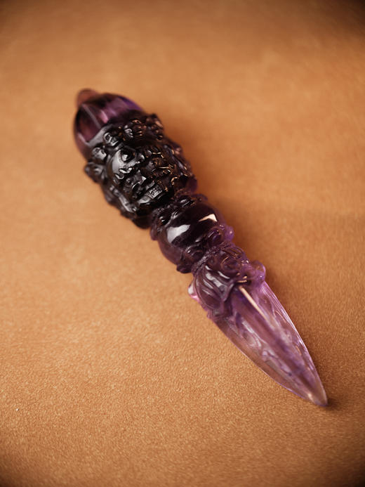 白水晶 紫水晶金刚杵 超大号 精工雕刻【器悟雅玩】 商品图3