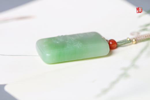 和田翠青玉山水牌吊坠   配精美挂绳 商品图3
