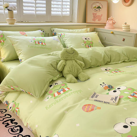 【正品授权，23款任选】三丽鸥库洛米玉桂狗四件套水洗棉卡通可爱床单儿童被套床上用品四件套 商品图4