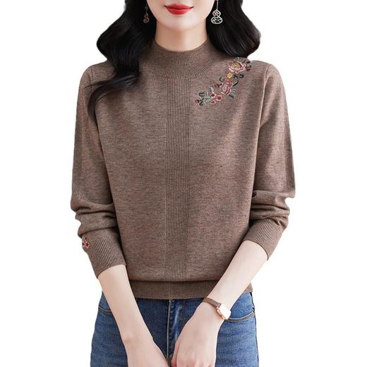 CC-tbrk-1703刺绣复古简约百搭毛衣针织打底衫秋冬季新款设计感休闲慵懒上衣 商品图4