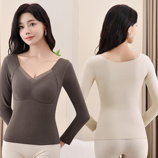 草本初色同款 秋冬无痕云朵裸感肌底衣保暖背心女固定杯美肤衣打底秋衣 商品图12