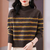 CC-101-35447秋冬新款半高领条纹彩色线针织打底衫女士时尚套头厚毛衣内搭外穿 商品缩略图0