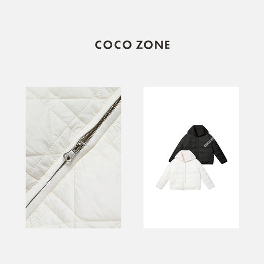 COCO ZONE 秋冬高级感菱格翻领百搭长袖外套CC2D2655 商品图2
