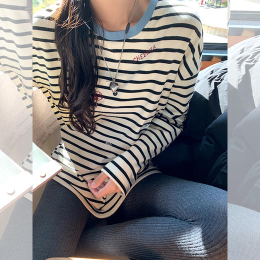 <曾小咸推荐>高腰显瘦4色竖条纹连脚袜裤 商品图2