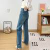 360四面弹加绒直筒牛仔裤女小个子高腰窄版显高显瘦阔腿冬款！ 商品缩略图1
