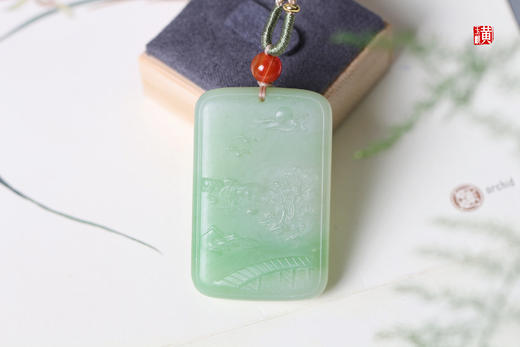 和田翠青玉山水牌吊坠   配精美挂绳 商品图5
