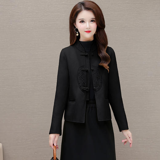 QYM 12180035中式国风复古盘扣外套双面羊毛外套 商品图2