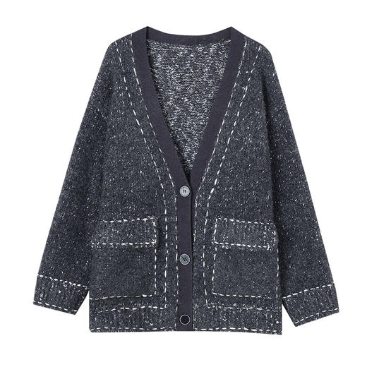 CC-10-5995大码女装外套胖mm显瘦遮肉上衣中长款洋气时尚加厚羊毛针织开衫女 商品图4