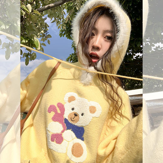 <曾小咸推荐>小熊连帽毛衣 日常218.88/件 立减118.89 秒杀99.99/件！！ 商品图3