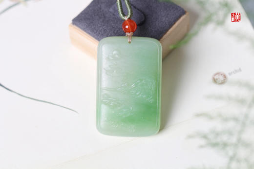 和田翠青玉山水牌吊坠   配精美挂绳 商品图1