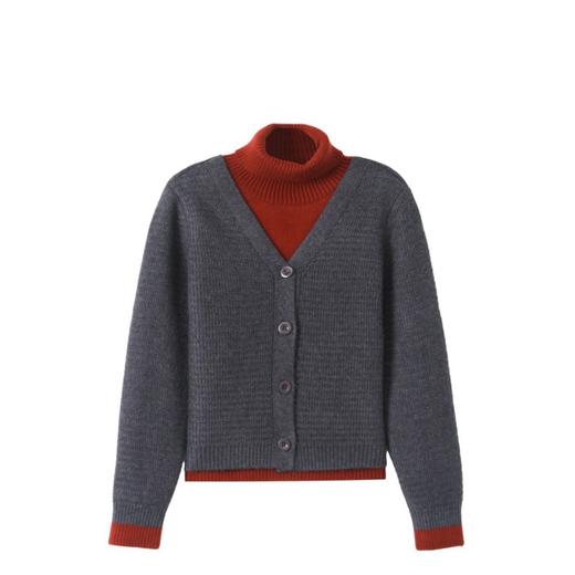 CC-103-A986秋冬季新款深色显白高翻领针织衫毛衣设计感百搭叠穿上衣厚 商品图4