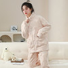 【可外穿睡衣女】秋冬季 法兰绒加厚立领 连帽拉链珊瑚绒家居服套装 商品缩略图12