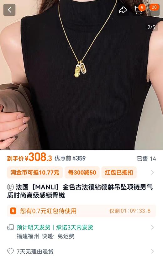 金刚忤貔貅项链沙金镀金不易掉色 商品图1