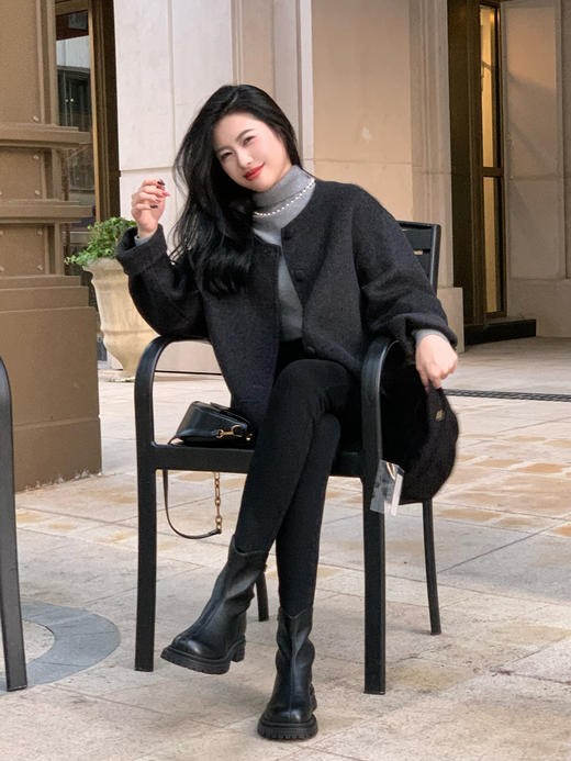 【百图lulu定制】【泰安双面呢】端庄 圆领  不易皱  天丝羊毛 双面呢 短款大衣 商品图3