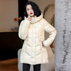 2024冬时尚连帽收腰盘扣复古保暖白鸭绒中长款羽绒服LSYGCDF6550 商品缩略图0