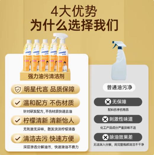 【刮码发货】水卫仕水卫士厨房重油污净480克/瓶*3/组（1+1+超值装） 商品图3