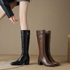 【预售7天】牛皮低跟高筒靴，复古骑士不过膝长靴女靴子MD&67-190 商品缩略图4